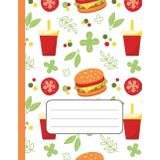 Burger & Cola Composition Notebook: Funny Fast Food Doodle Cover with Hamburgers & Soda | Wide Ruled | 110 Lined Pages | 8.5 x 11 in | Fun School Notebook for Kids & Teens