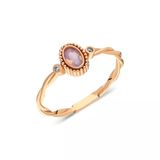 Burgu Altın Yüzük - 14 Ayar Altın Tria Burgu 0.30 Karat Pembe Quartz Taşlı Roz Yüzük