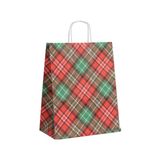 Burgu Saplı Karton Kraft Çanta 5'li - Desenli - 25 x 12 x 31 cm