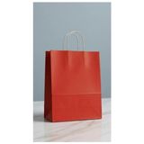 Burgu Saplı Karton Kraft Çanta 5'li - Kırmızı - 31 x 12 x 41 cm