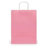 Burgu Saplı Karton Kraft Çanta 5'li - Pembe - 18 x 8 x 24 cm