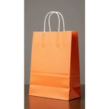 Burgu Saplı Karton Kraft Çanta 5'li - Turuncu - 25 x 12 x 31 cm