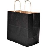 Burgu Sapli Siyah Kagit Canta 33X20x32 Cm - 25 Adet