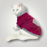 Burgundy Gray Kapşonlu Sweatshirt Kedi Kıyafeti XXL