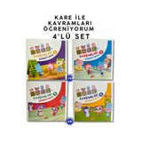 Burhan Yayınları Kare ile Kavramları Öğreniyorum 4’lü Set - 3+ Yaş Çocuk Aktivite ve Etkinlil Kitabı