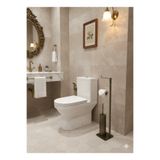 Bürke Antik Eskitme Renk Ayaklı Banyo Seti tuvalet Kağıtlığı Klozet Fırçası Devrilmez Paslanmaz Çelik Set
