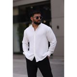 Bürke Ayrobin Uzun Kollu Beyaz Renk Yarım Oversize Erkek Gömlek