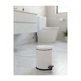 Bürke Banyo Tuvalet Balkon Mutfak, Beyaz Renkli Pedallı Metal Çöp Kovası 3 Litre