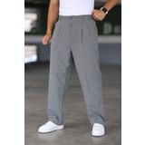 Bürke Çift Pileli Okul Grisi Beli Lastikli Rahat Kesim Klasik Bol Paça Baggy Pantolon