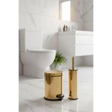 Bürke Elit 3 Litre Gold Banyo Seti Paslanmaz Pedallı Çöp Kovası ve Klozet Fırçası Altın Lüks Banyo Takımı