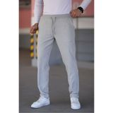 Bürke Erkek Gri Renk Beli Lastikli Bağcıklı Esnek Fitted Jogger Pantolon Kumaş Pantolon