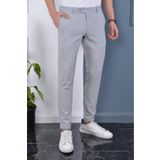 Bürke Erkek Gri Renk Kaliteli Esnek Likralı Bilek Boy Kumaş Pantolon (100-135 kg battal beden 40-42-44)