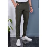 Bürke Erkek Haki Renk Italyan Kesim Slimfit Kumaş Pantolon - 36