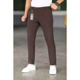 Bürke Erkek Kahve Renk Italyan Kesim Slimfit Kumaş Pantolon - Kahverengi - 38