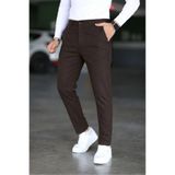 Bürke Erkek Kahverengi Renk italyan Kesim Slim Fit Kaliteli Kumaş Pantolon