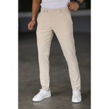 Bürke Erkek Krem Renk Italyan Kesim Slimfit Kumaş Pantolon - 36