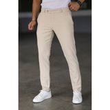 Bürke Erkek Krem Renk Italyan Kesim Slimfit Kumaş Pantolon - 44