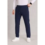 Bürke Erkek Lacivert Beli Lastikli Bağcıklı Duble Paça Jogger Pantolon