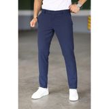 Bürke Erkek Lacivert Renk Italyan Kesim Slimfit Kumaş Pantolon - Koyu Mavi - 40