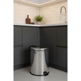 Bürke Lüx 20 Litre Çöp Kovası Mutfak Paslanmaz Çelik Pedallı Metal 20 Lt Çöp Kovas Litre Banyo 35*31