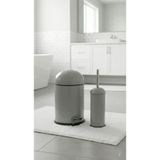 Bürke Metal Bon Kapak Amörtisörlü 5 LT Gri Çöp Kovası Tuvalet Fırçası Banyo Seti Hijyenik İç Kovalı