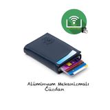 Bürke Otomatik Mekanizmalı Çok Gözlü Akıllı Kredi Kartlık Kartvizitlik Unisex Cüzdan Deri Cüzdan