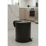 Bürke Siyah 20 Litre Çöp Kovası Mutfak Çelik Pedallı Metal 20 Lt Çöp Kovası Lüx Banyo 35 cm *31 cm