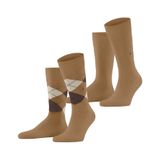 Burlington Everyday Mix erkek çorabı, 2'li paket, nefes alan pamuk, güçlendirilmiş erkek çorabı, cilt dostu, dayanıklı, tek renkli, günlük kullanım, çoklu paket, 2 çift, Bej Kahverengi Şeker 5152, 40