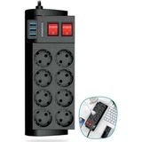 Büro Ev Ofis Bahçe Dekoru Için 2mt 4000W 16A 8priz 3usb Uzatma Kablolu Grup Priz - Renkli