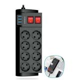 Büro Ev Ofis Bahçe Dekoru için 2MT 4000W 16A 8PRİZ 3USB Uzatma Kablolu Grup Priz