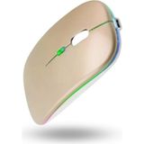 Büro Ev Ofis Bilgisayarı Için Rgb Golden Şarjlı Kablosuz Mouse - Renkli