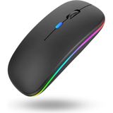 Büro Ev Ofis Bilgisayarı Için Rgb Siyah Şarjlı Kablosuz Mouse - Renkli