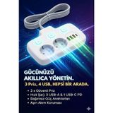 Büro Ev Ofis Cihazları için 2MT 2500W 3USB 1TYPEC Akım Korumalı Çoklu Hızlı Şarj Uzatma Kablosu