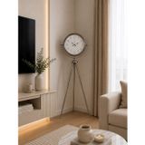 Büro Ev Ofis Dekoru İçin 150X45cm Krom Metal Klasik Tripod Ayaklı Saat
