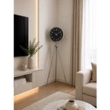 Büro Ev Ofis Dekoru İçin 150X45cm Krom Metal Royal Tripod Ayaklı Saat