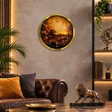 Büro Ev Ofis Dekoru İçin 40Cm Golden Metal Zafer Taraftar Duvar Saati