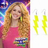 Büro Ev Ofis Etkinlik Gösteri Kostümü için 10CM Retro Neon Sarı Şimşek Küpe