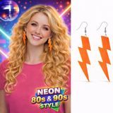 Büro Ev Ofis Etkinlik Gösteri Kostümü için 10CM Retro Neon Turuncu Şimşek Küpe