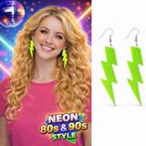 Büro Ev Ofis Etkinlik Gösteri Kostümü için 10CM Retro Neon Yeşil Şimşek Küpe