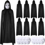 Büro Ev Ofis Gösteri Kostümü için 8ADET Boyanır Karton Maske 120CM Kapüşonlu Pelerin Seti
