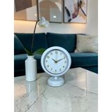 Büro Ev Ofis Hediyesi için 20x25CM Beyaz Metal Gold Detaylı Masa Saati
