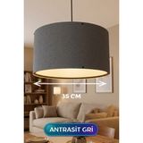 Büro Ev Ofis Hediyesi Için 35CM Antrasit Gri Kumaş Başlıklı Sarkıt Avize - - - Gri - Siyah