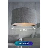 Büro Ev Ofis Hediyesi İçin 35Cm Koyu Gri Kumaş Başlıklı Sarkıt Avize