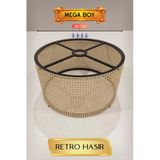 Büro Ev Ofis Hediyesi İçin 35Cm Mega Retro Hasır Lambader Başlığı