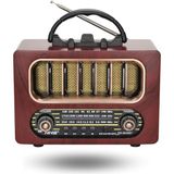 Büro Ev Ofis Hediyesi Için Ahşap Retro Taşınır Bluetooth Hoparlörlü Şarjlı Radyo - Renkli