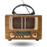 Büro Ev Ofis Hediyesi Için Mini Ahşap Retro Taşınır Bluetooth Hoparlörlü Şarjlı Radyo - Renkli