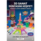 Büro Ev Ofis Hobi Atölyesi için 3D Üç Boyutlu Dijital Göstergeli Mor Kalem 3Filament Seti