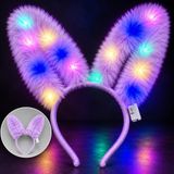 Büro Ev Ofis Partisi için 3MOD Led Işıklı Lila Peluş Tavşan Kulağı