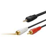 Büro Ev Ofis Ses Müzik Sistemi için Siyah 150CM 3.5MM to 2 RCA Kablo