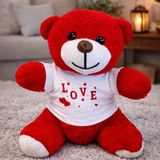 Büro Ev Ofis Sevgiliye Hediye için Love Tişörtlü Kırmızı Peluş Ayıcık